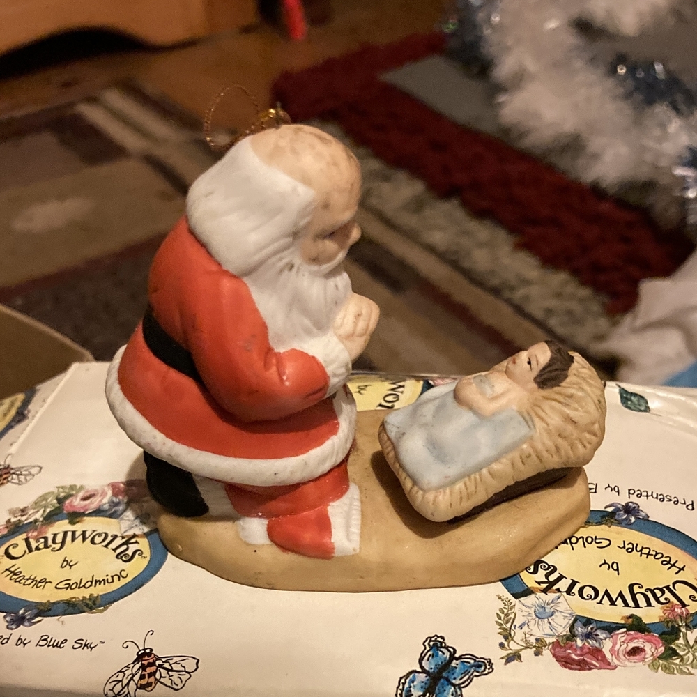 Vintage Christmas Decor: Santa Claus and Baby Jesus